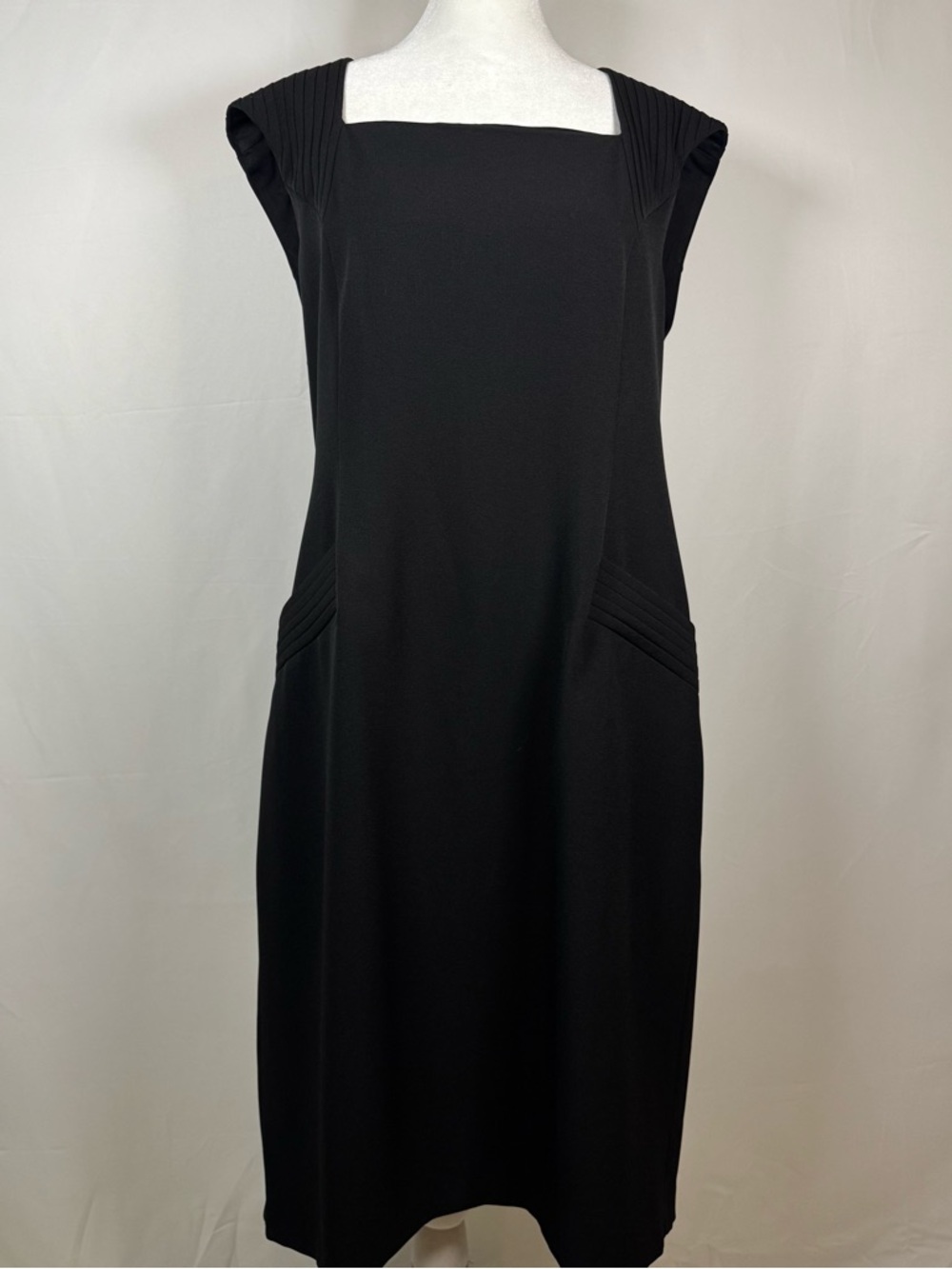 Kasper Black Square-Neck Midi Sheath Dress
